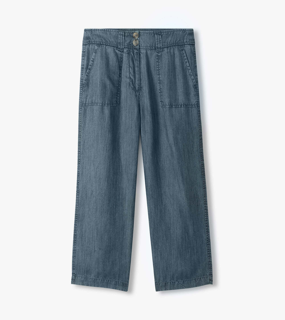 Sophie Wide Leg Pants - Blue Acid Rinse