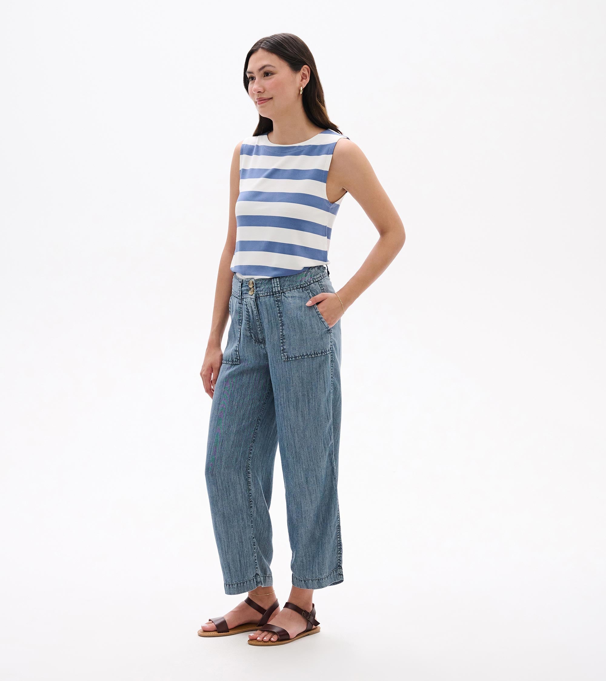 Sophie Wide Leg Pants - Blue Acid Rinse