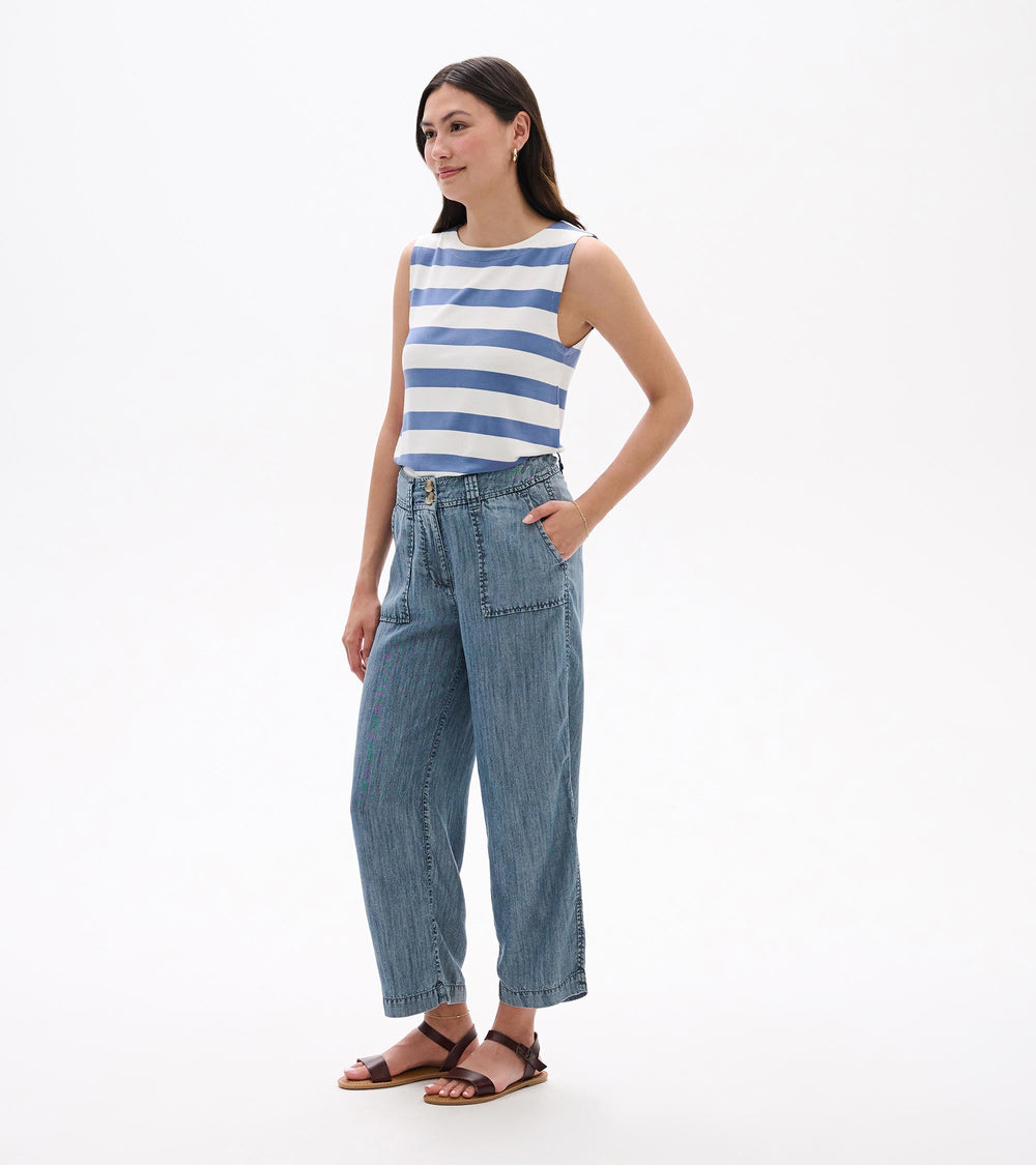 Sophie Wide Leg Pants - Blue Acid Rinse