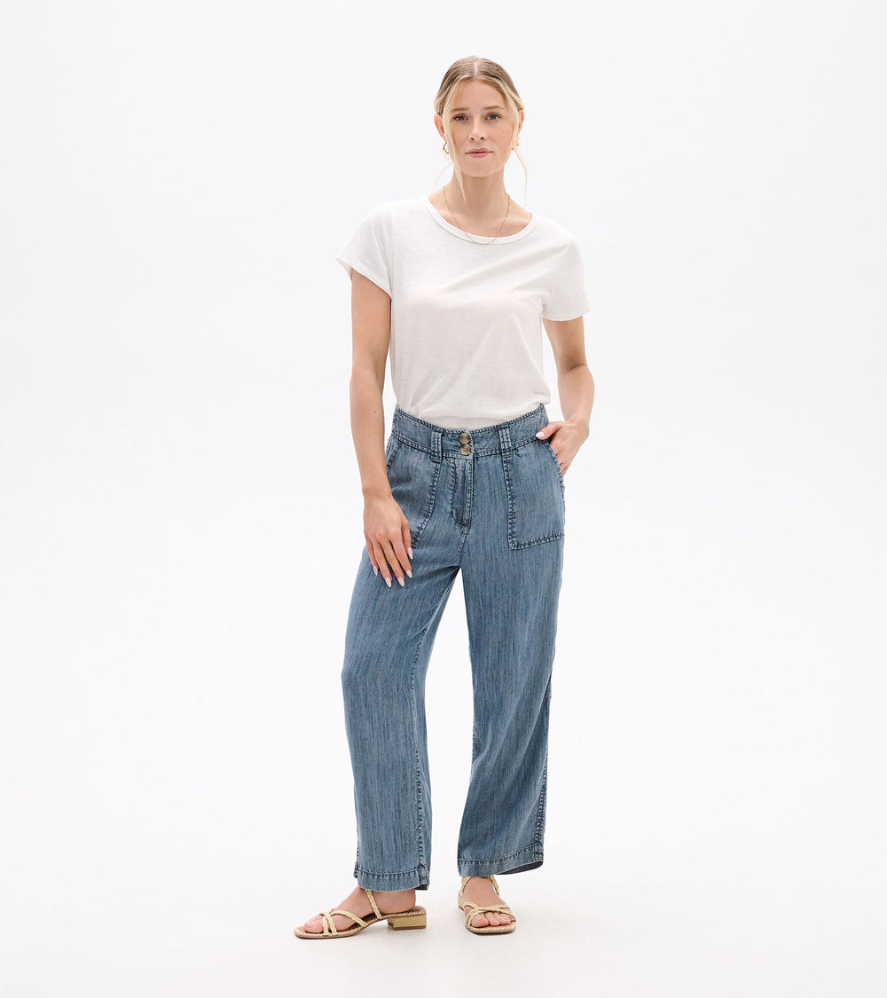 Sophie Wide Leg Pants - Blue Acid Rinse