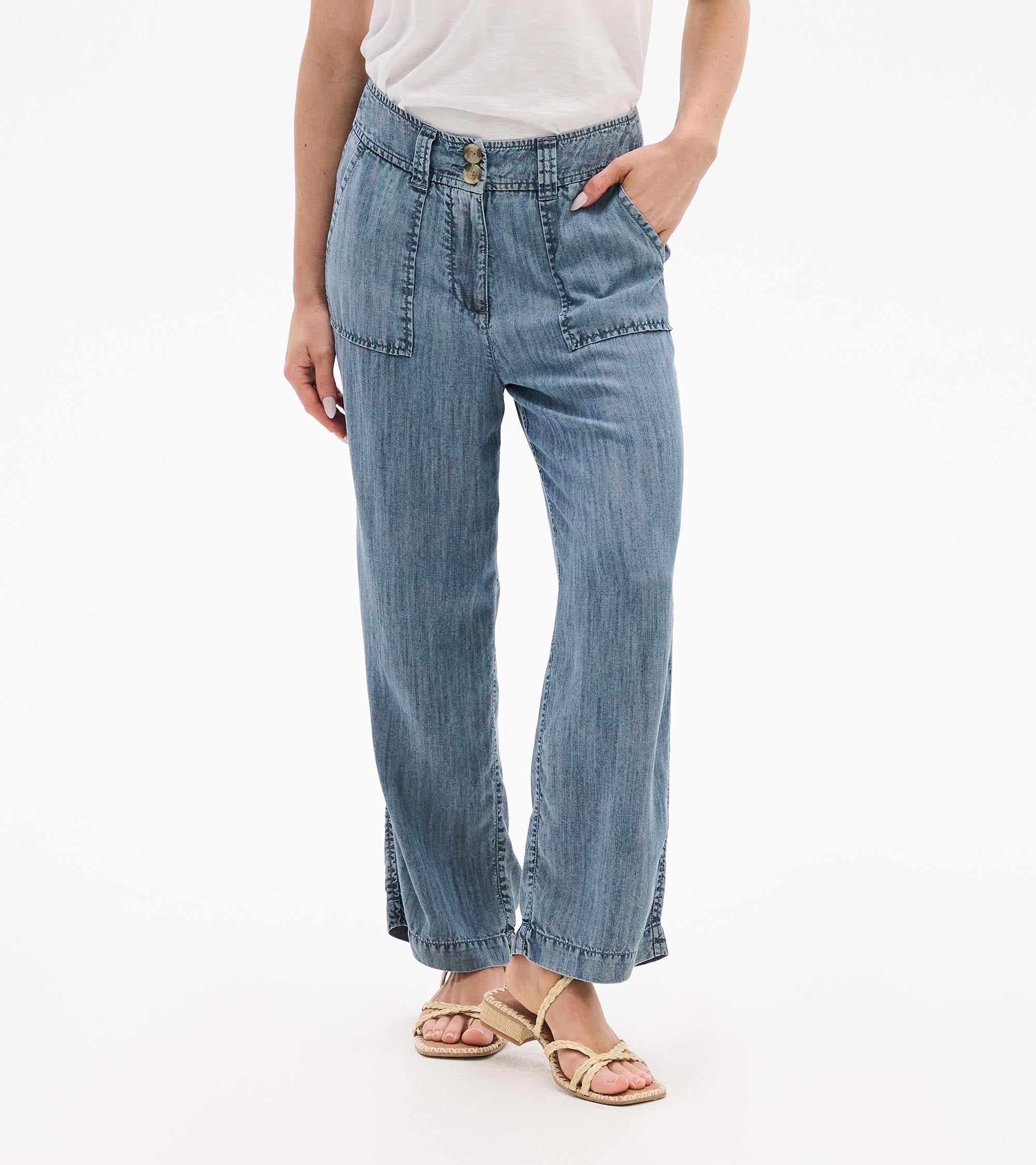 Sophie Wide Leg Pants - Blue Acid Rinse