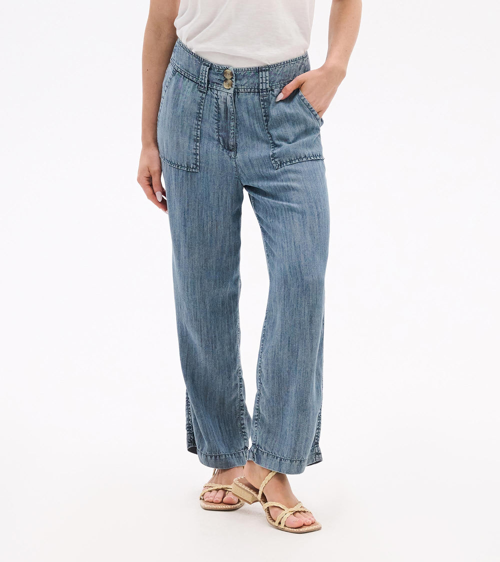 Sophie Wide Leg Pants - Blue Acid Rinse