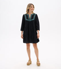 Amira Tiered Dress - Black Swiss Dot