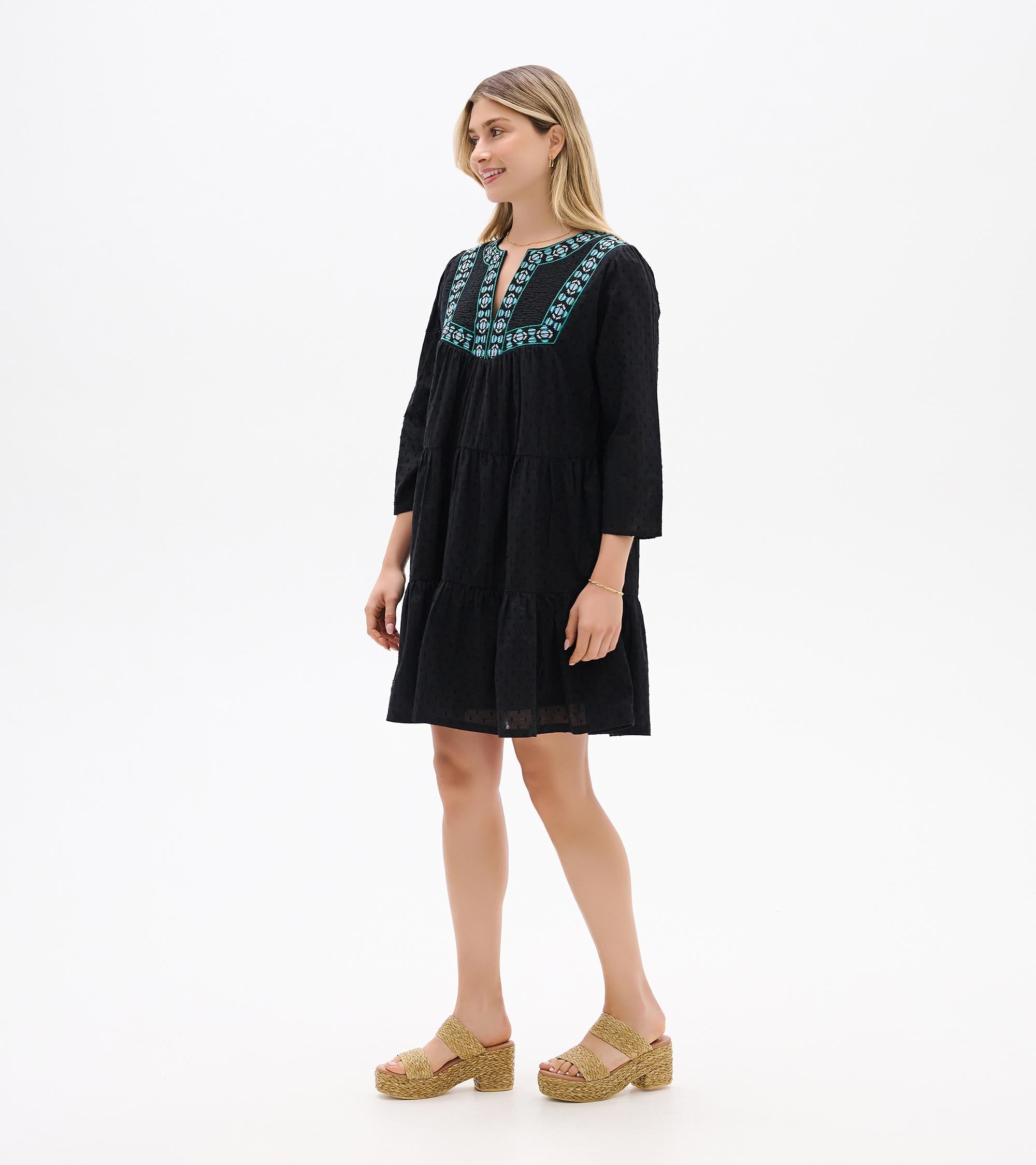 Amira Tiered Dress - Black Swiss Dot