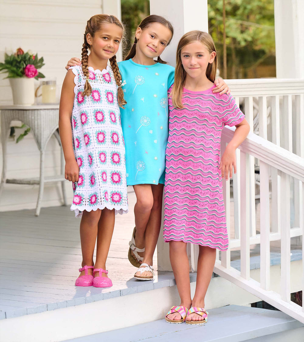 Girls Blue Radiance Sleeveless Crochet Dress
