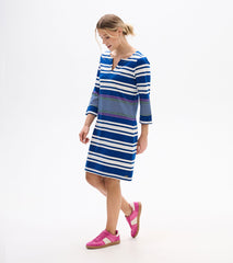 Lily Notch Neck Dress - Cheery Block Stripes
