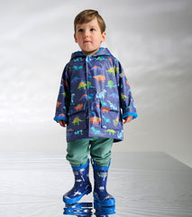 Baby & Toddler Boys Dino Party Button-Up Rain Jacket
