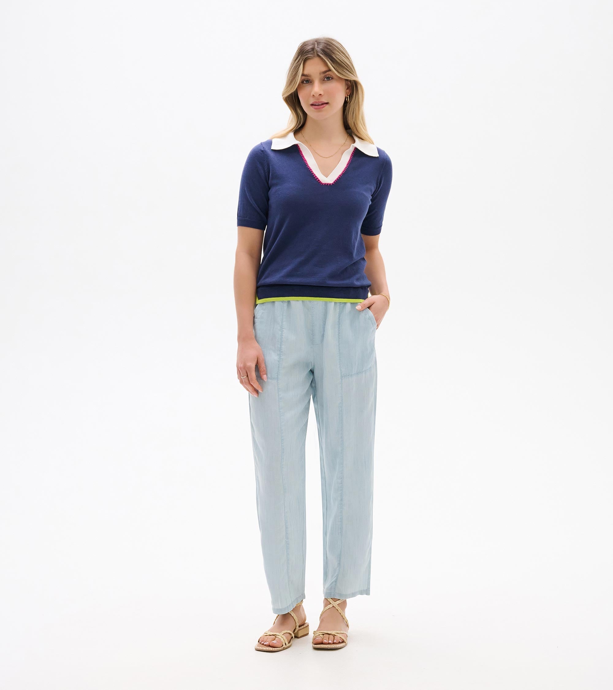 Johnny Collar Top - Patriot Blue