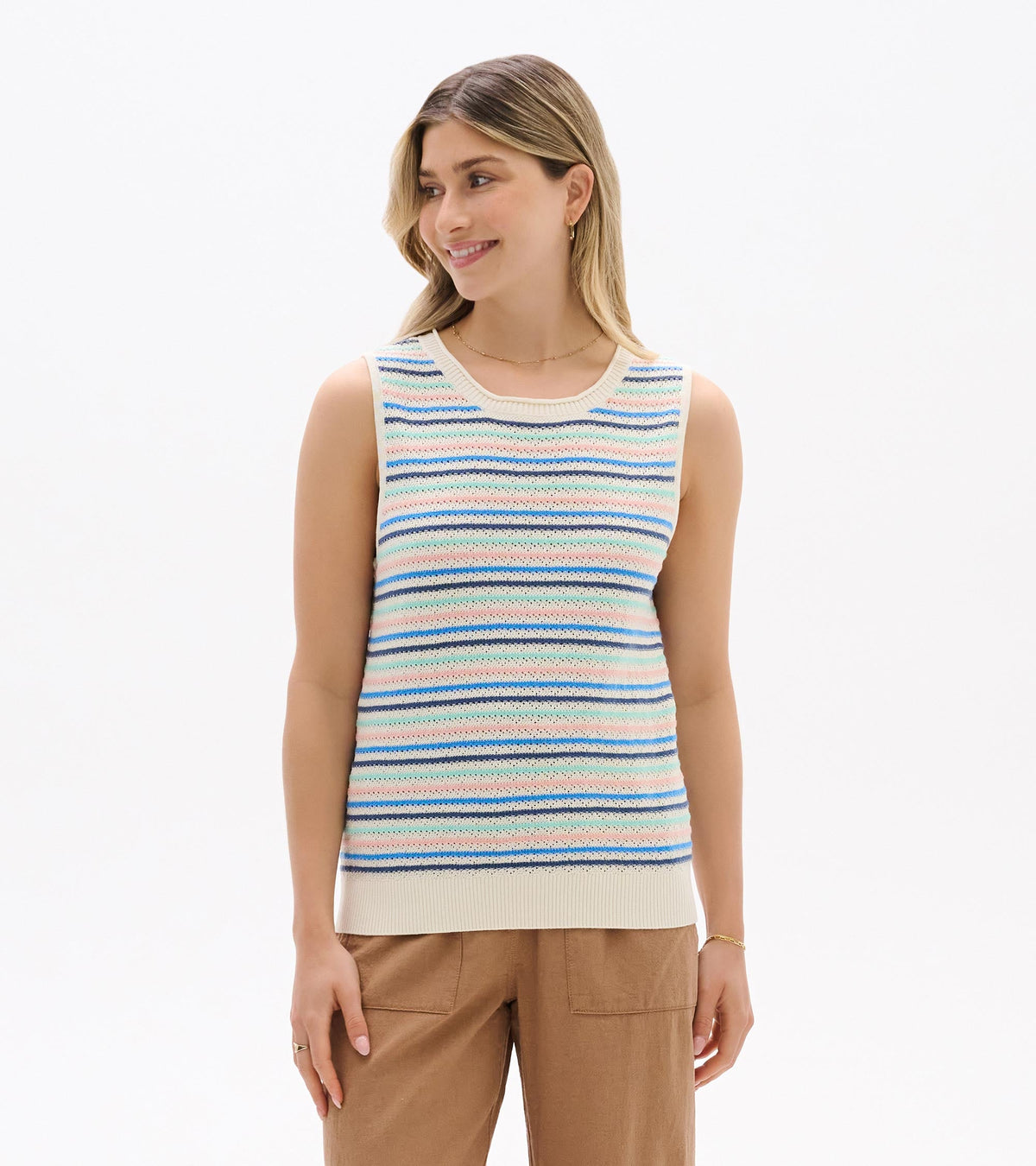 Kate Sleeveless Tank - Blush Stripes