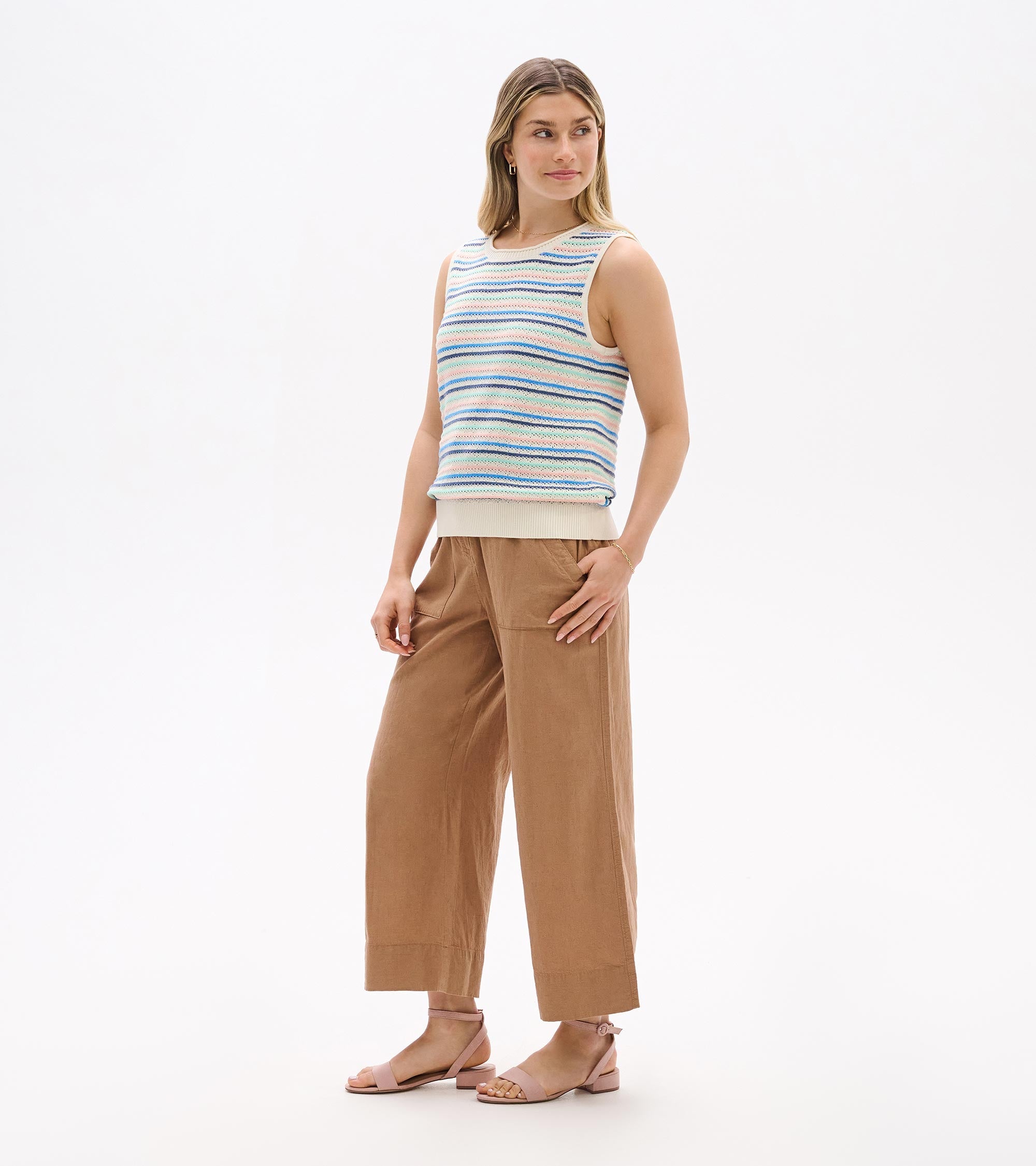 Kate Sleeveless Tank - Blush Stripes