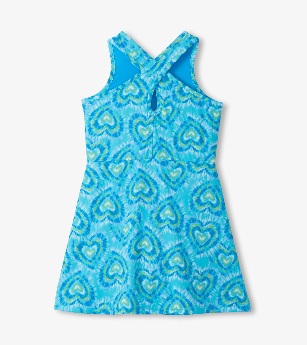Girls Blue Candy Hearts Active A-Line Dress