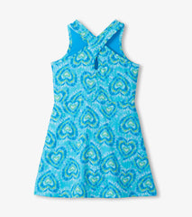 Girls Blue Candy Hearts Active A-Line Dress