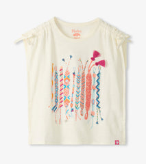 Girls Friendship Bracelet Cinched Shoulder Top
