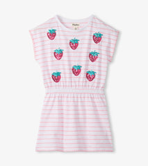 Girls Strawberry Stripes Cinched Waist Dress