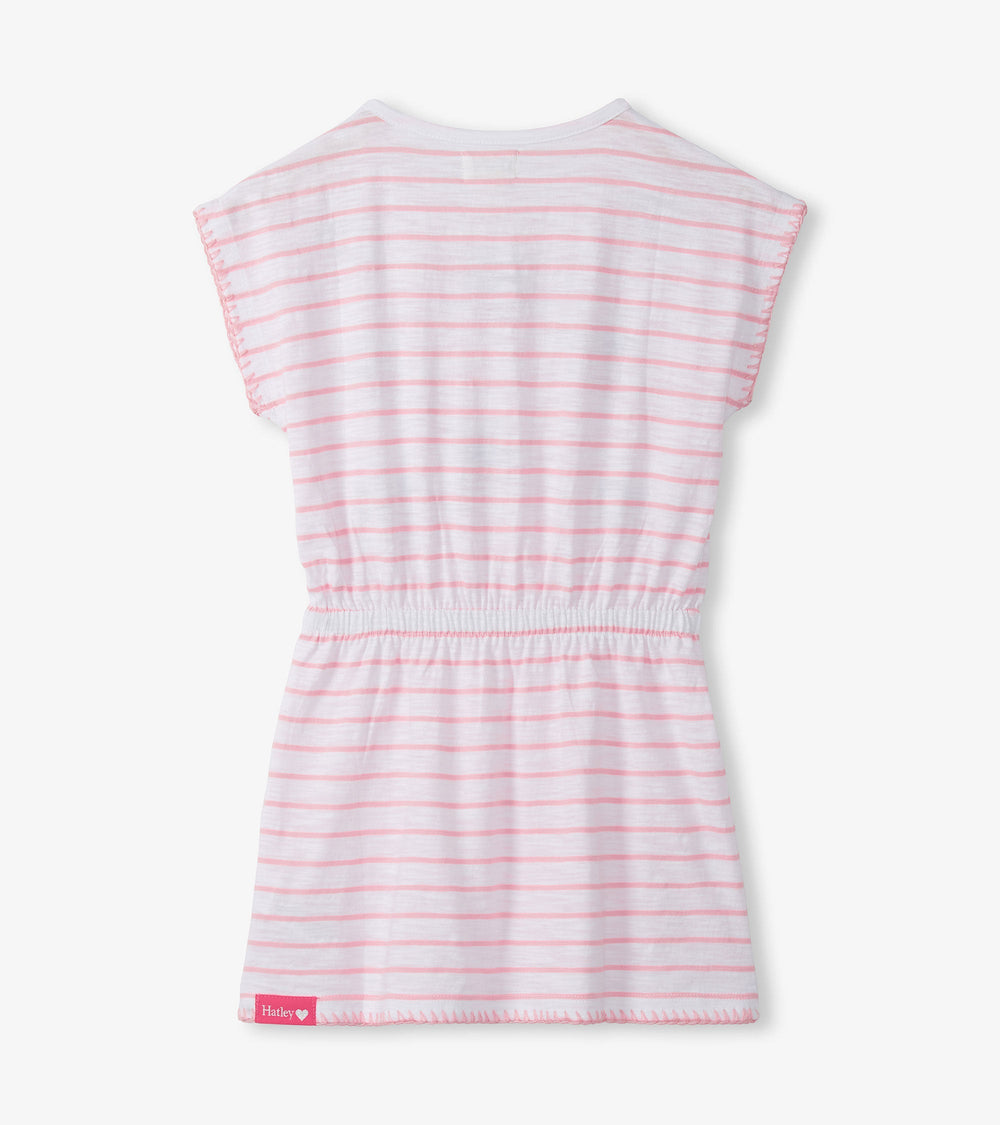 Girls Strawberry Stripes Cinched Waist Dress