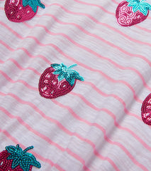 Girls Strawberry Stripes Cinched Waist Dress