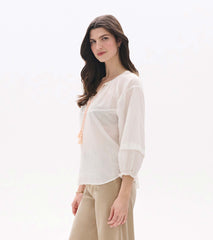 Naomi Blouse - Blush Swiss Dot