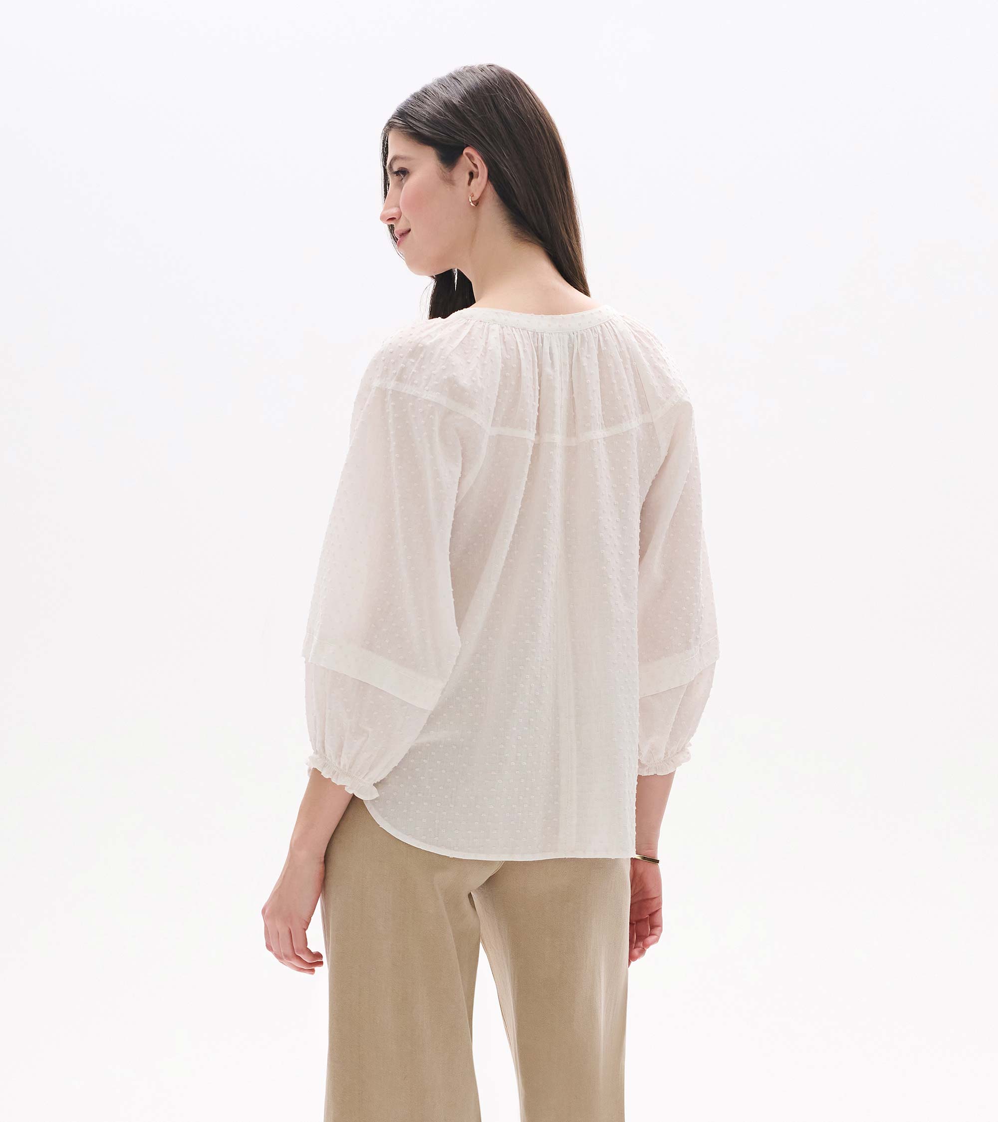 Naomi Blouse - Blush Swiss Dot