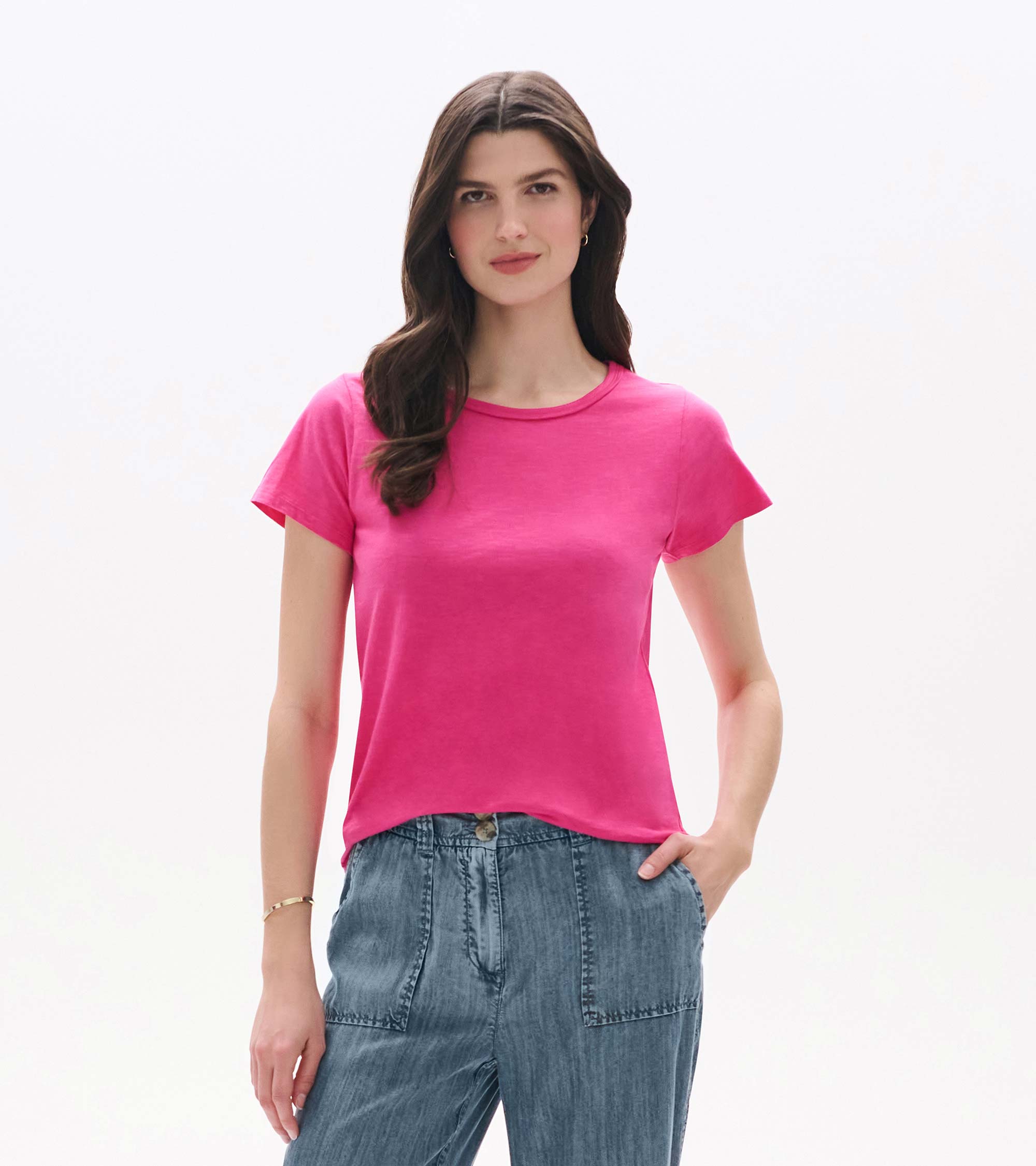 Essential Crew Neck Tee - Carmine Rose