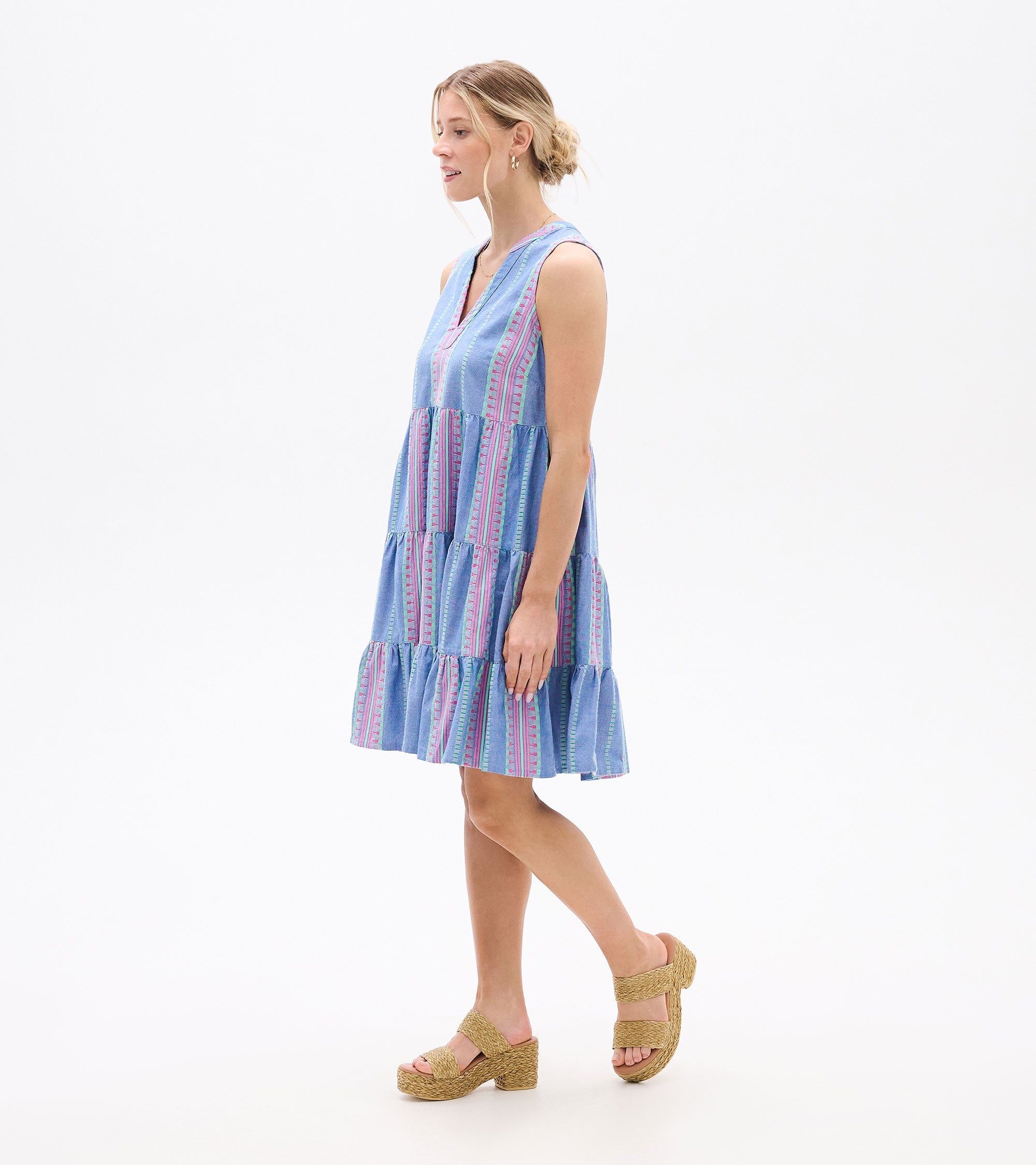 Savannah Dress - Chambray Stripes