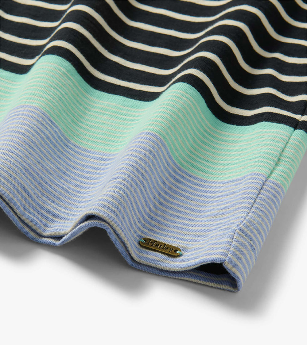 Lily Notch Neck Dress - Caviar Stripes