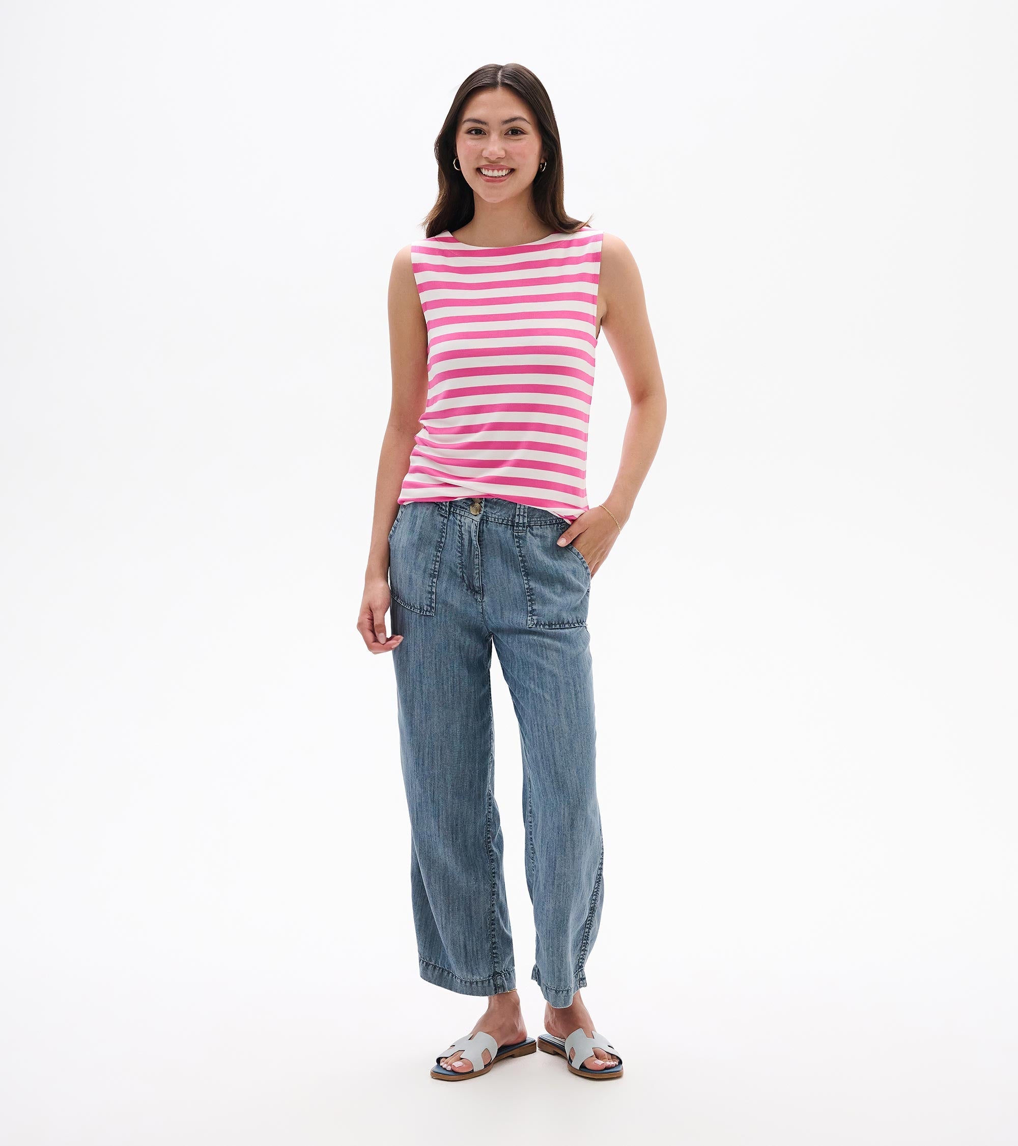 Everyday Tank - Carmine Rose Stripes