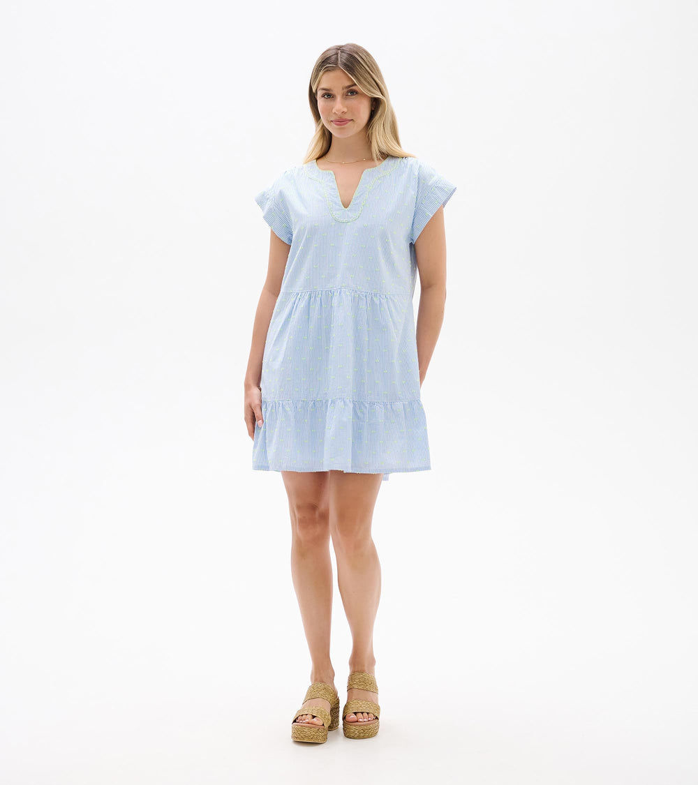 Emerson Dress - Neon Dots on Stripes