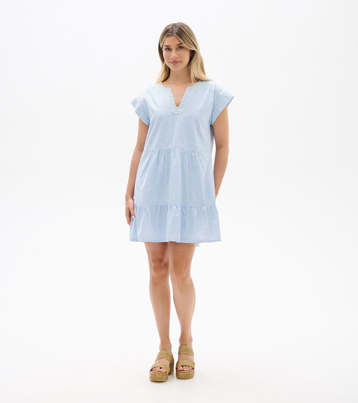 Emerson Dress - Neon Dots on Stripes