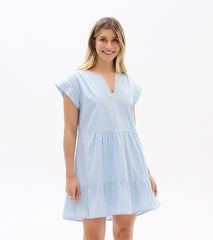 Emerson Dress - Neon Dots on Stripes