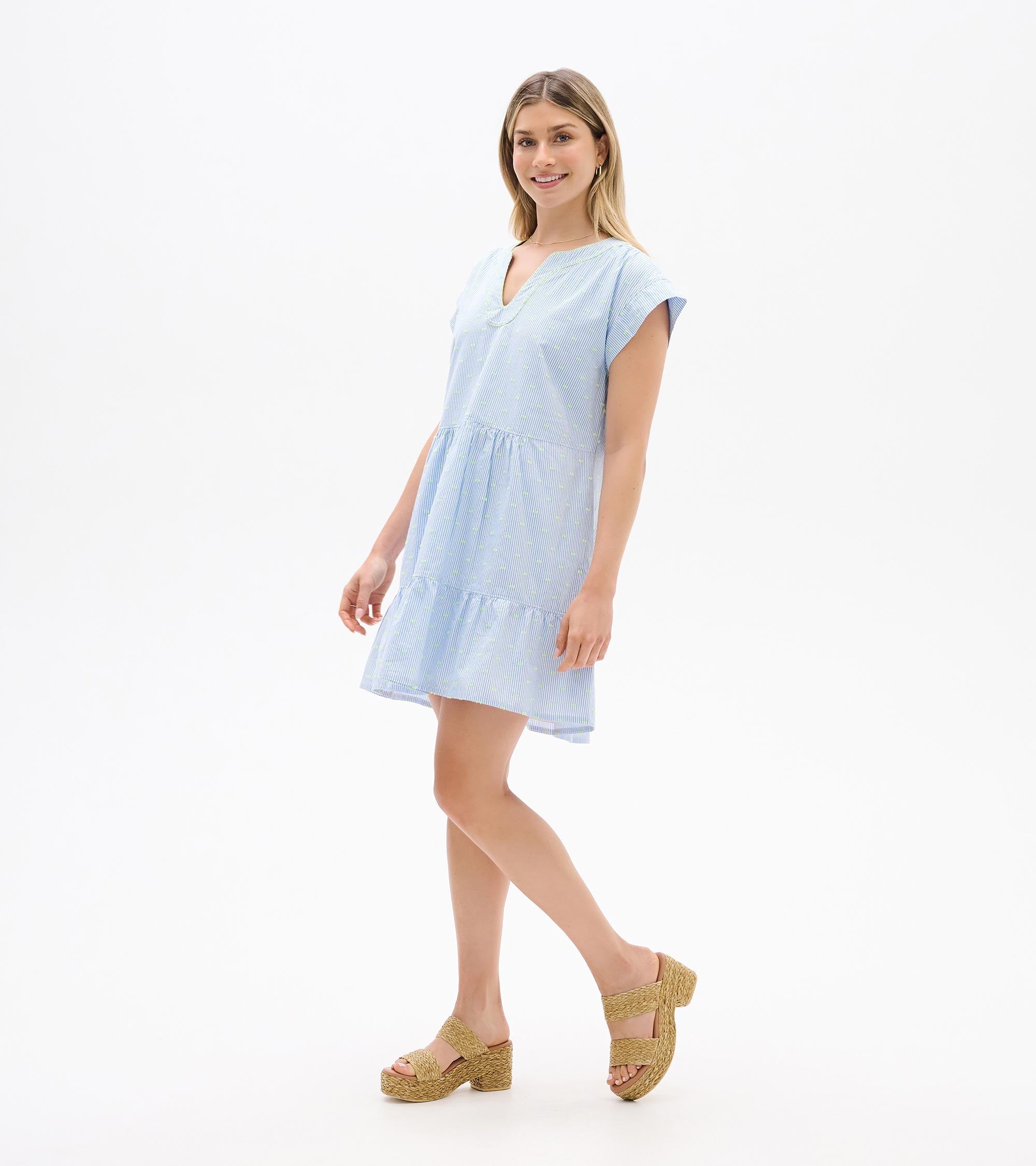 Emerson Dress - Neon Dots on Stripes