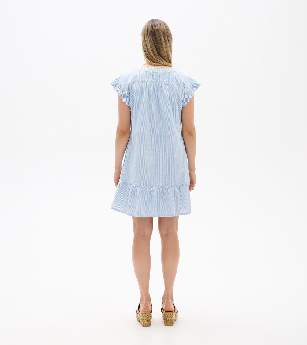 Emerson Dress - Neon Dots on Stripes