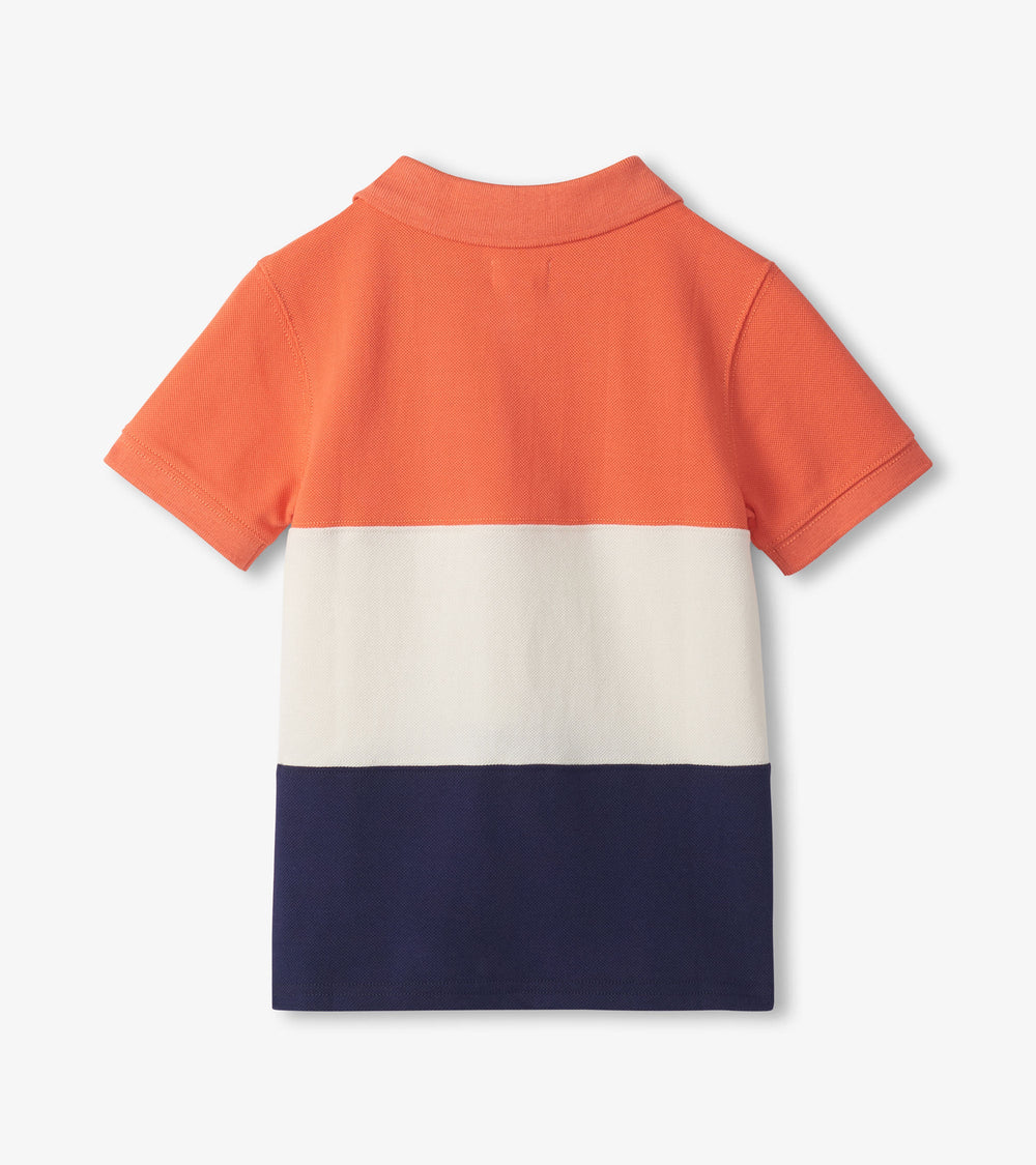 Boys Flamingo Color Block Polo T-Shirt