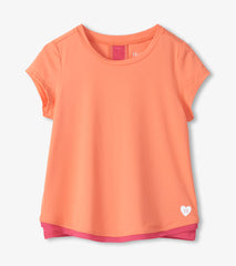 Girls Fusion Coral Mesh Trim T-Shirt
