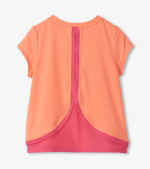Girls Fusion Coral Mesh Trim T-Shirt