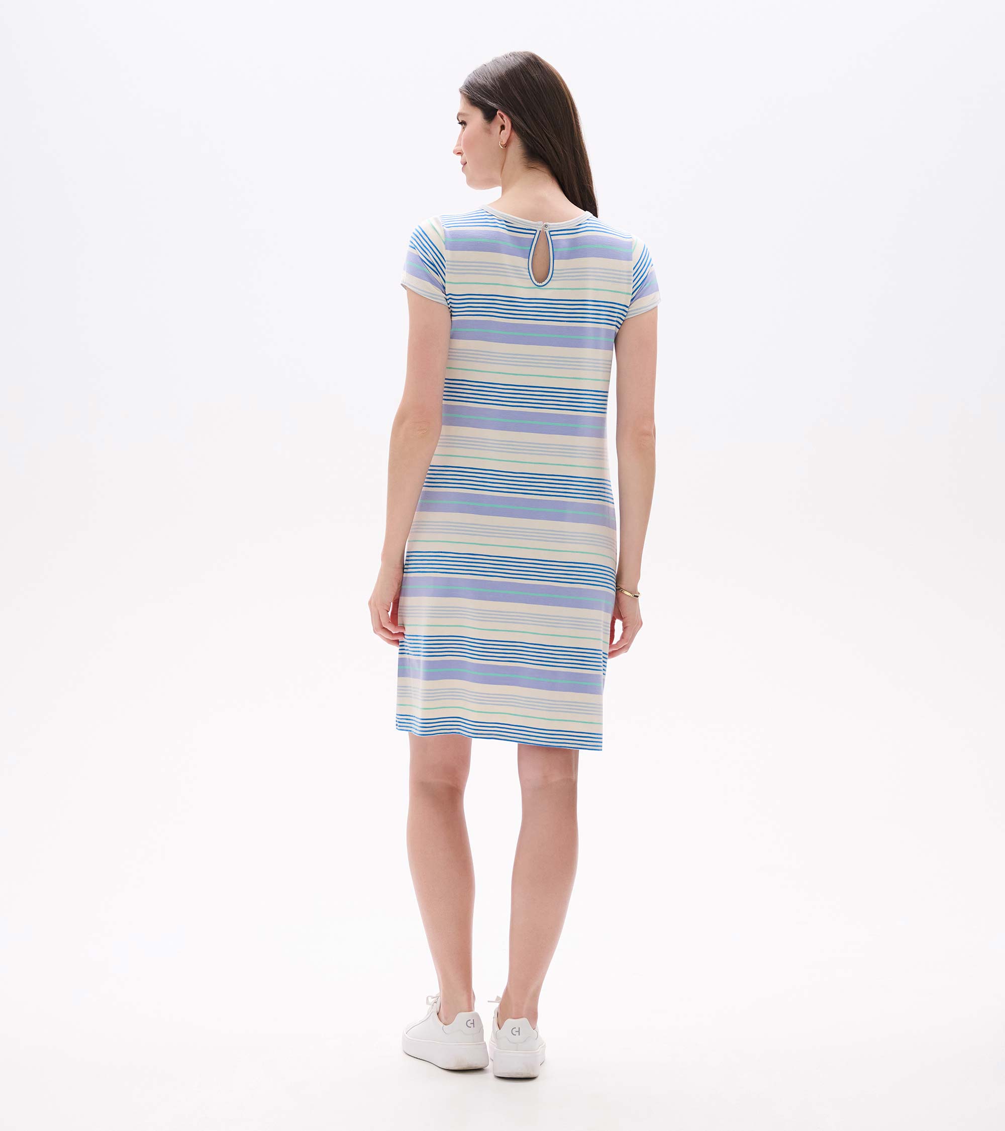 Cici A-Line Dress - Iris Wave Stripes