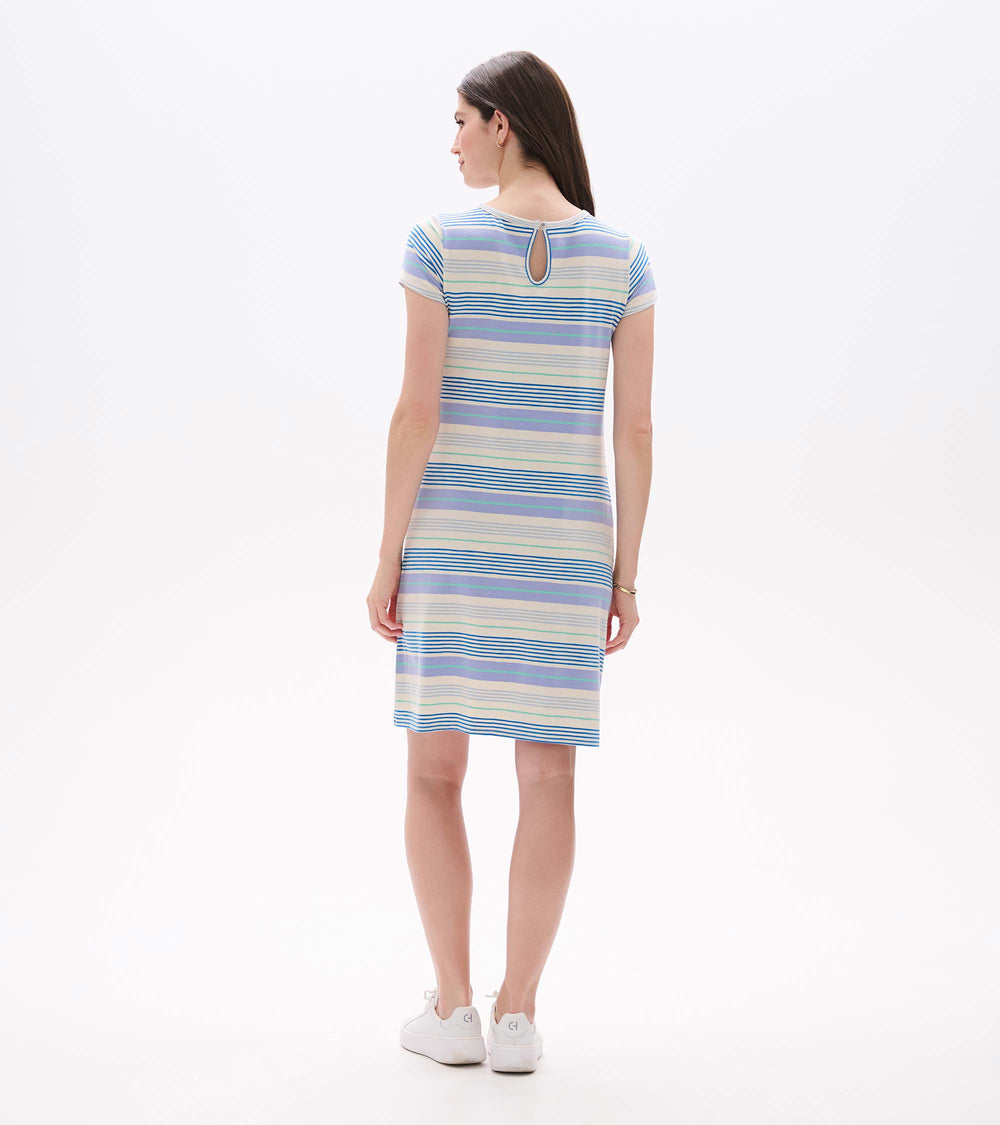 Cici A-Line Dress - Iris Wave Stripes