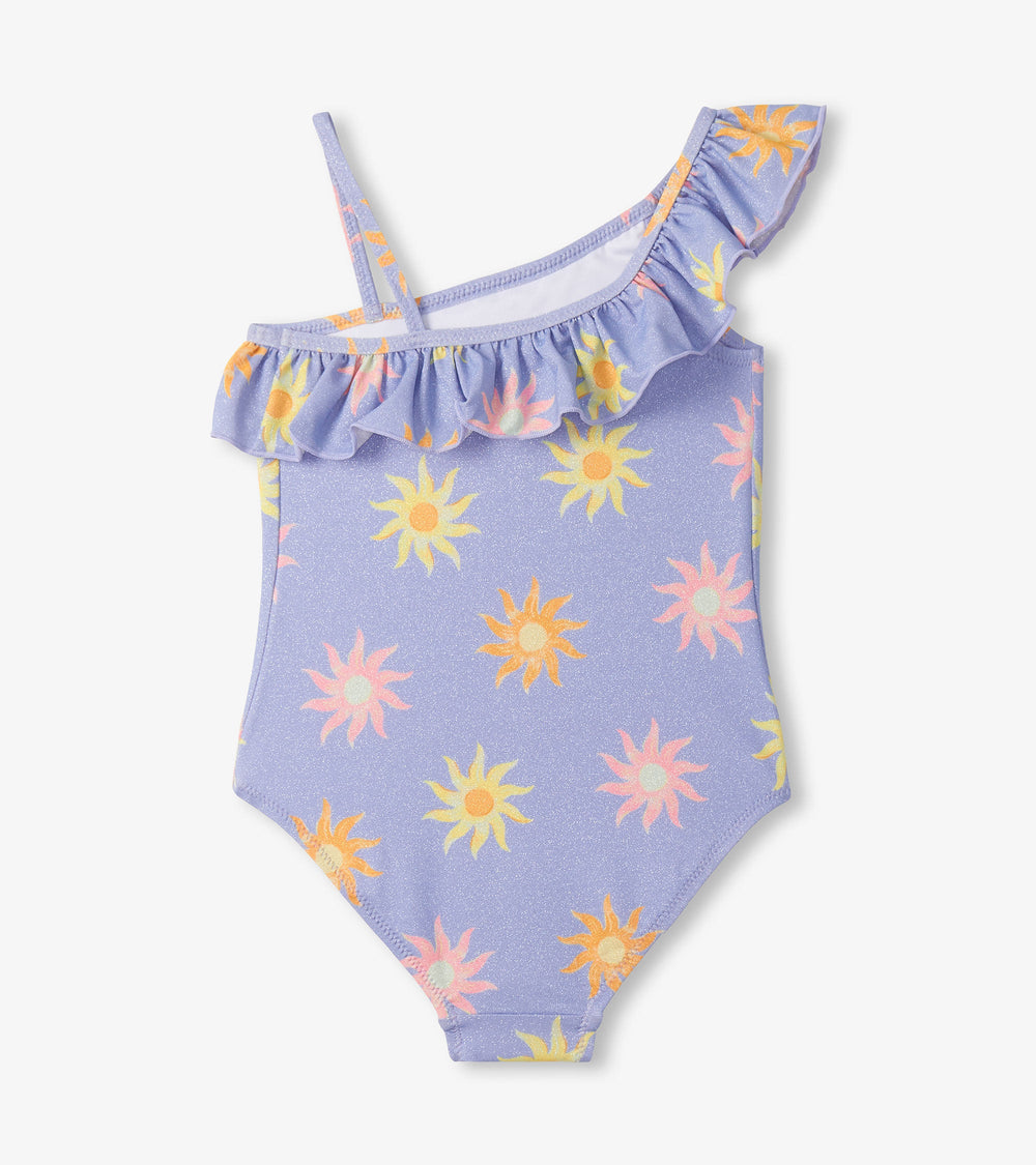 Girls Lavender Sunshine One-Shoulder Swimsuit