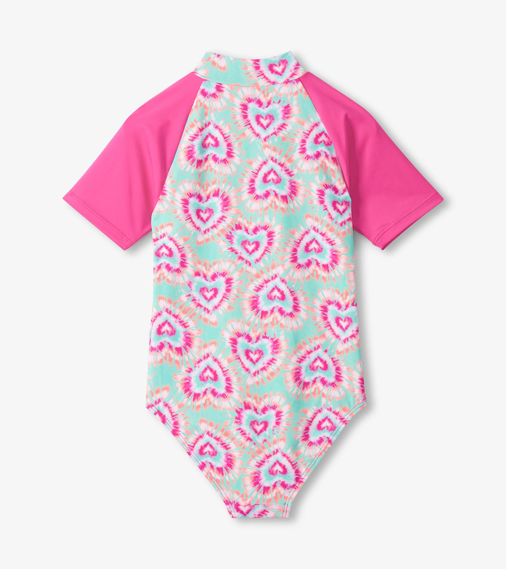 Girls Hearts One-Piece Rashguard Swimsuit