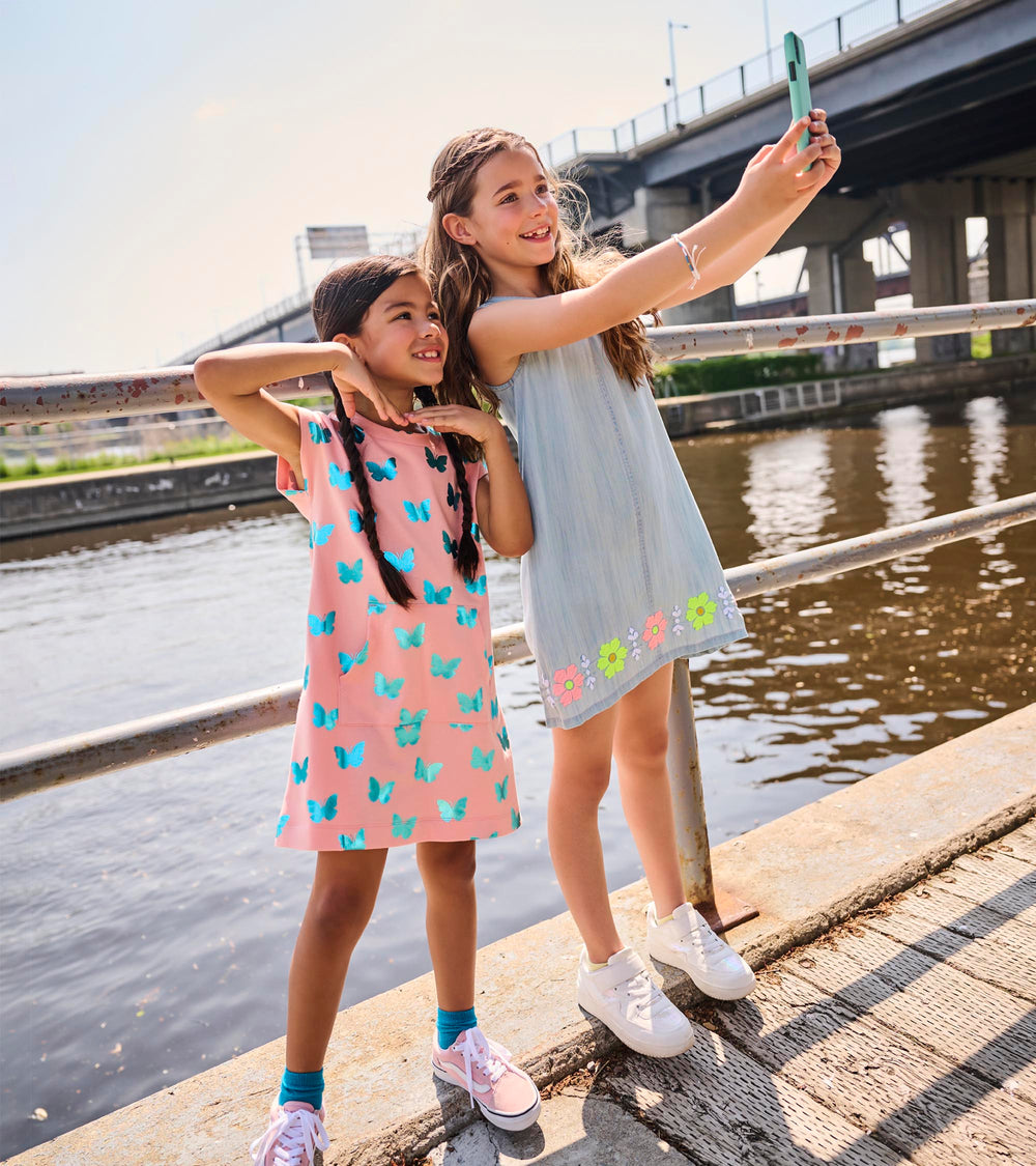 Girls Glitter Butterfly Slouchy Dress