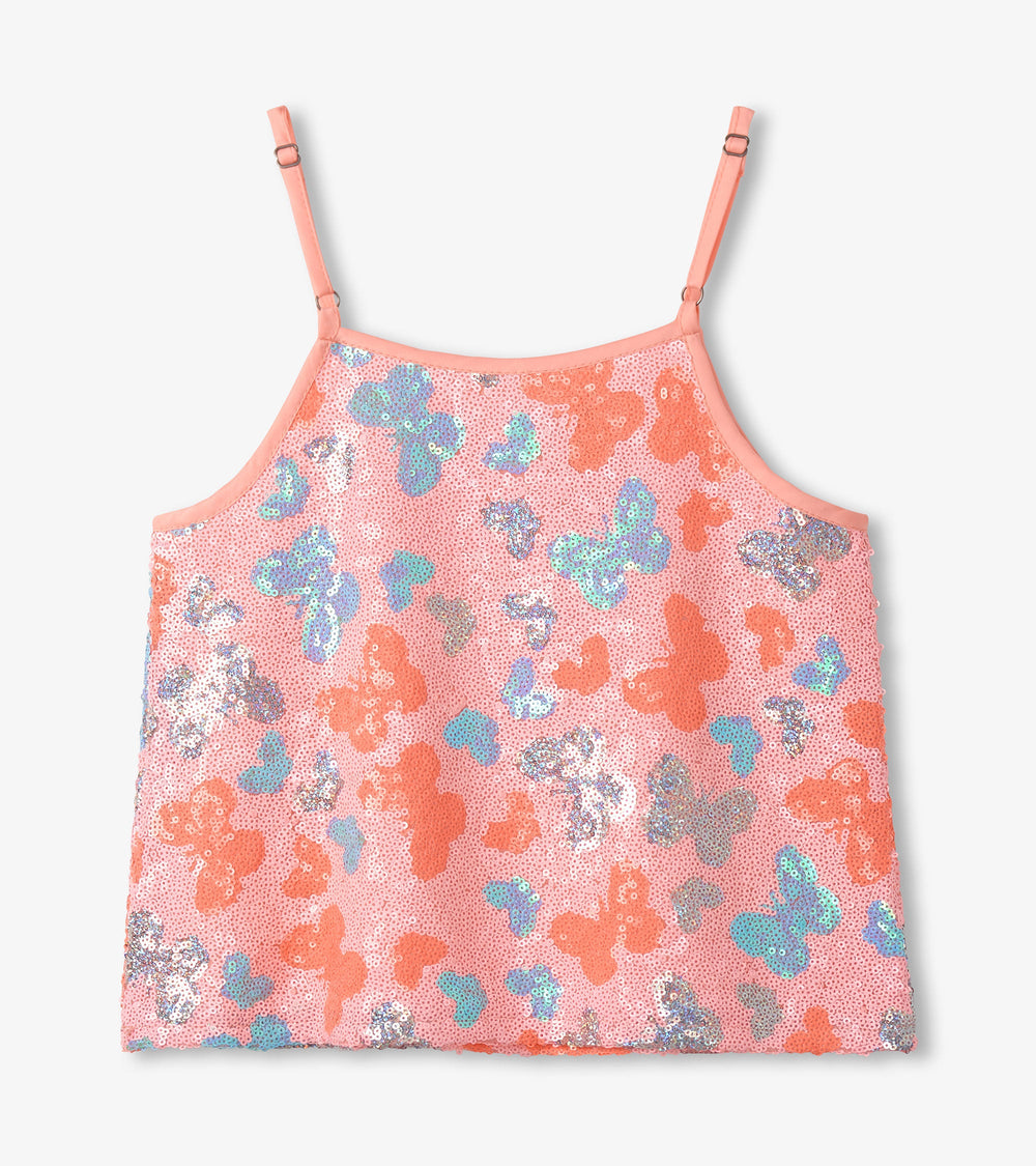 Girls Glitter Butterfly Sequin Top