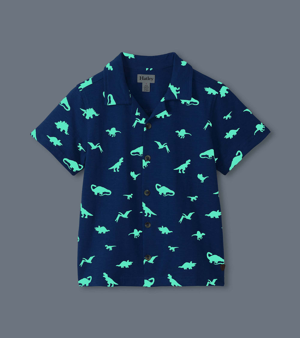 Boys Glow in the Dark Dinos Jersey Button Down