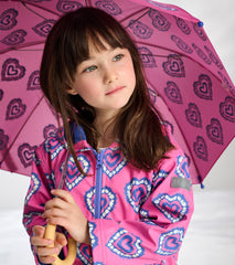 Girls Color Changing Heart Burst Zip-Up Rain Jacket