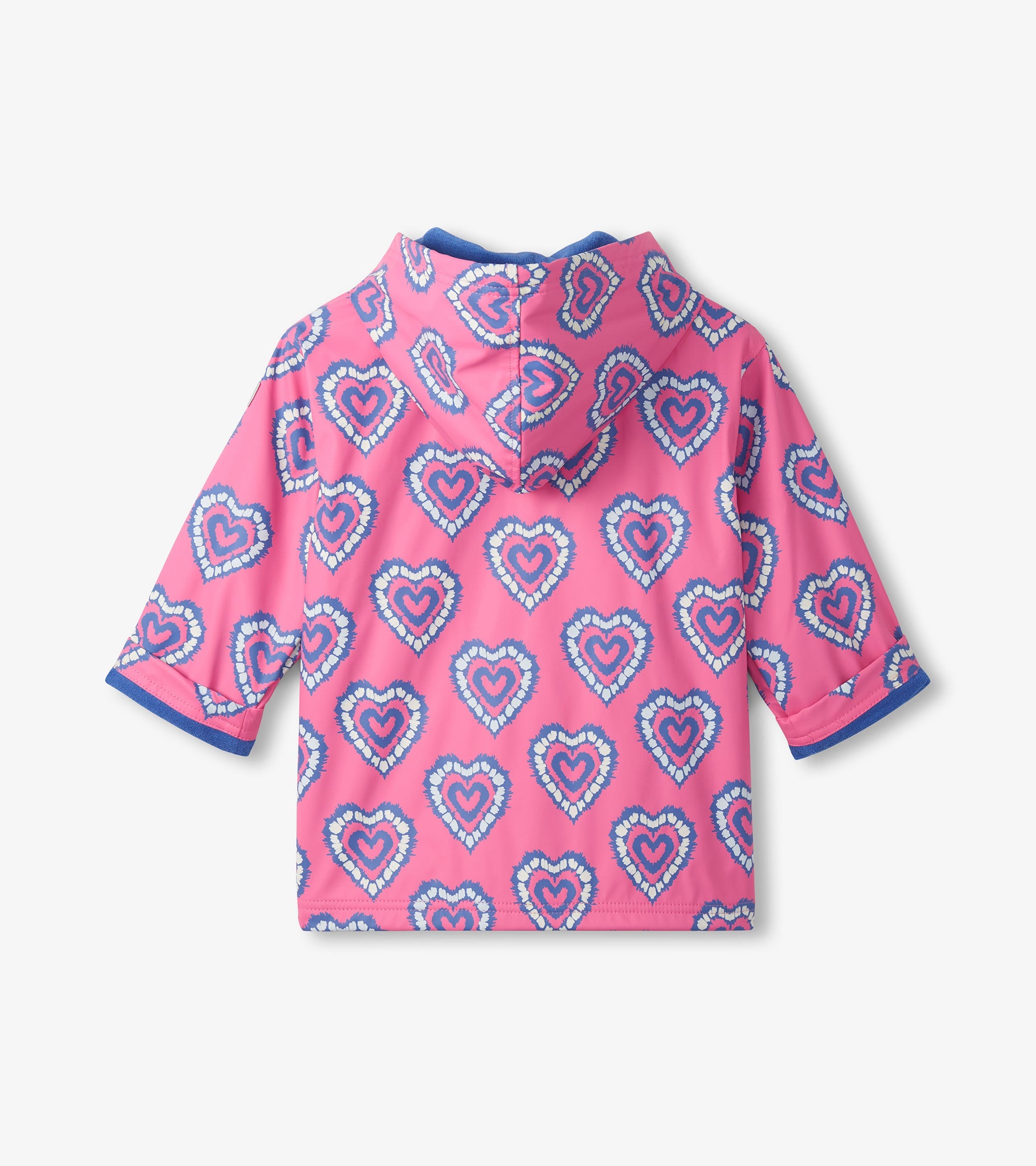 Girls Color Changing Heart Burst Zip-Up Rain Jacket