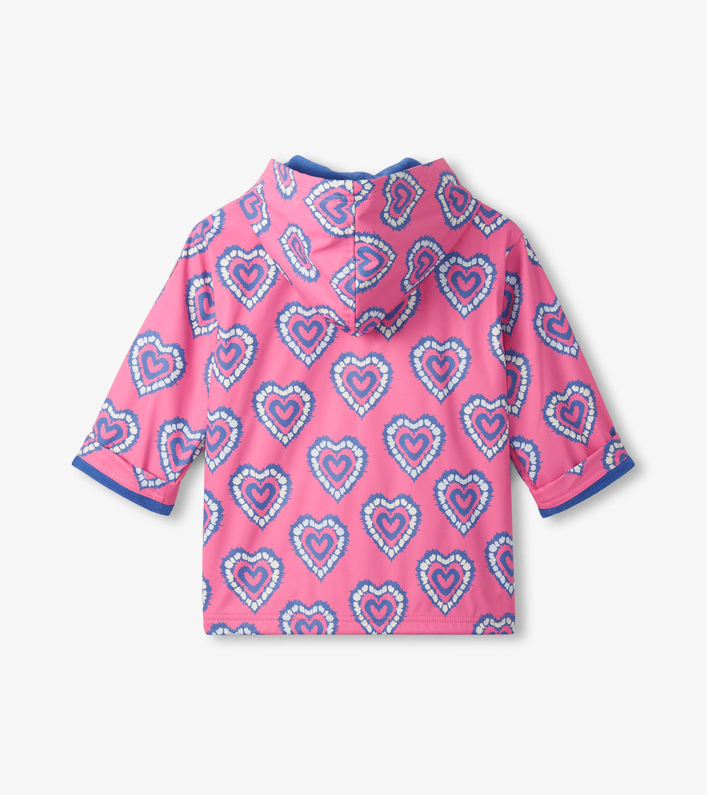 Girls Color Changing Heart Burst Zip-Up Rain Jacket