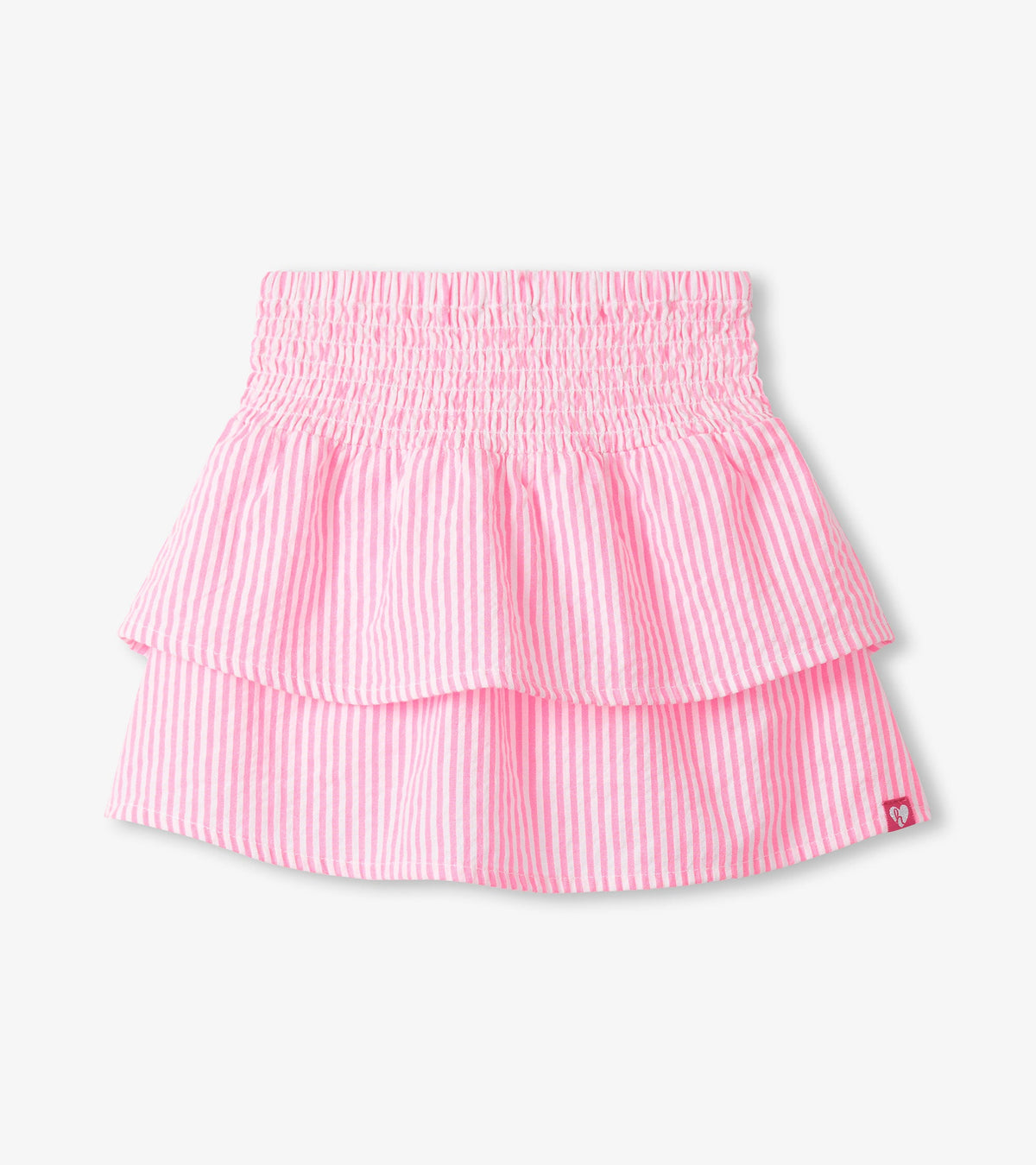 Girls Neon Pink Seersucker Smocked Waist Skirt