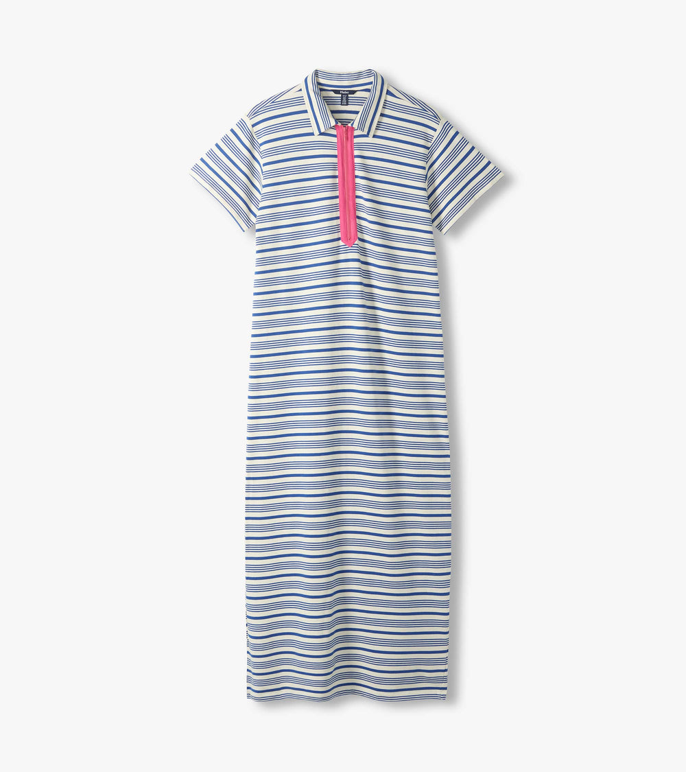 Contrast Zip Maxi Dress - Limoges Stripes