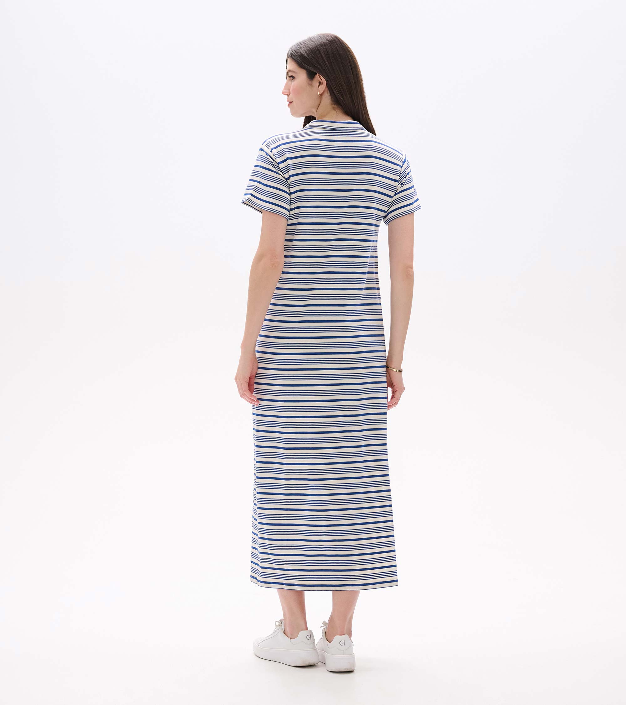 Contrast Zip Maxi Dress - Limoges Stripes