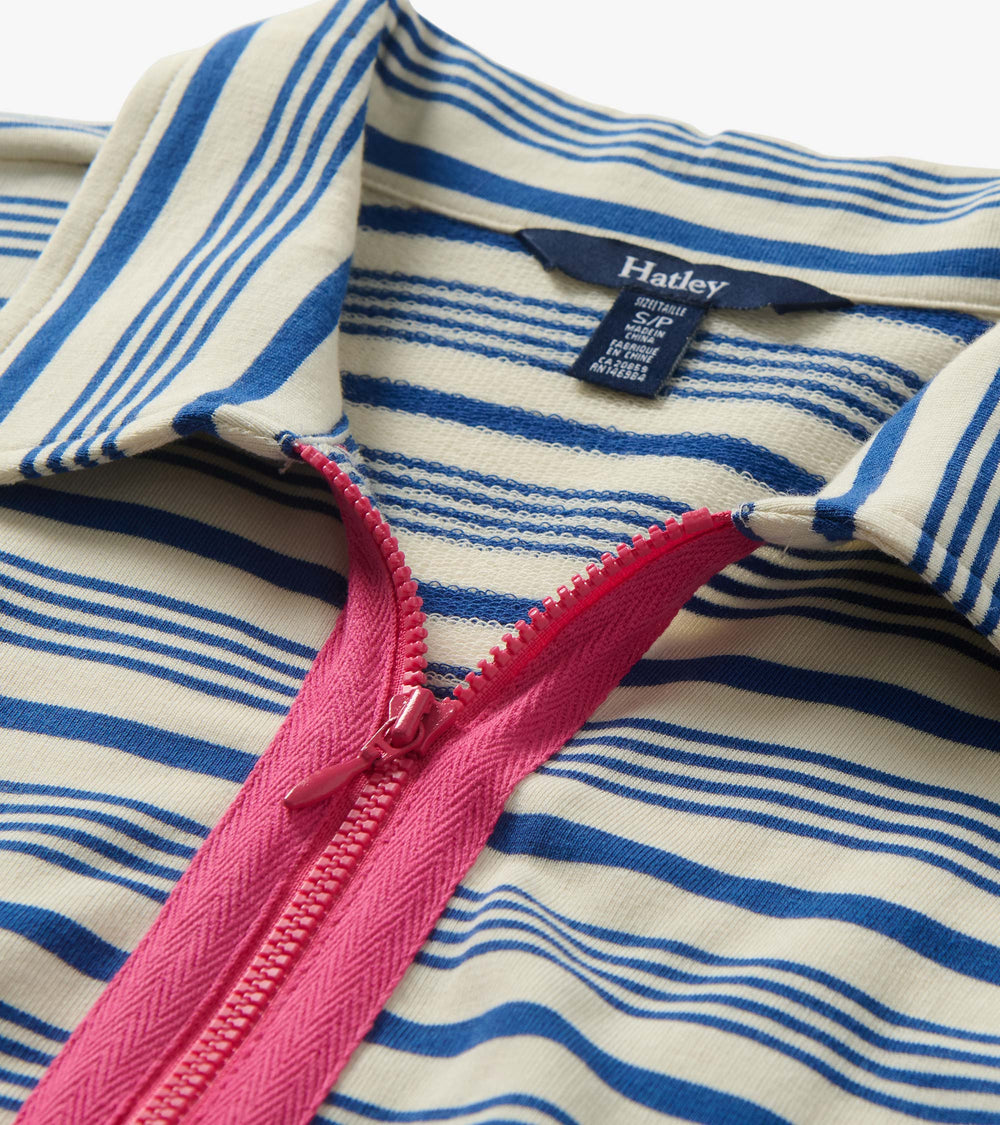 Contrast Zip Maxi Dress - Limoges Stripes