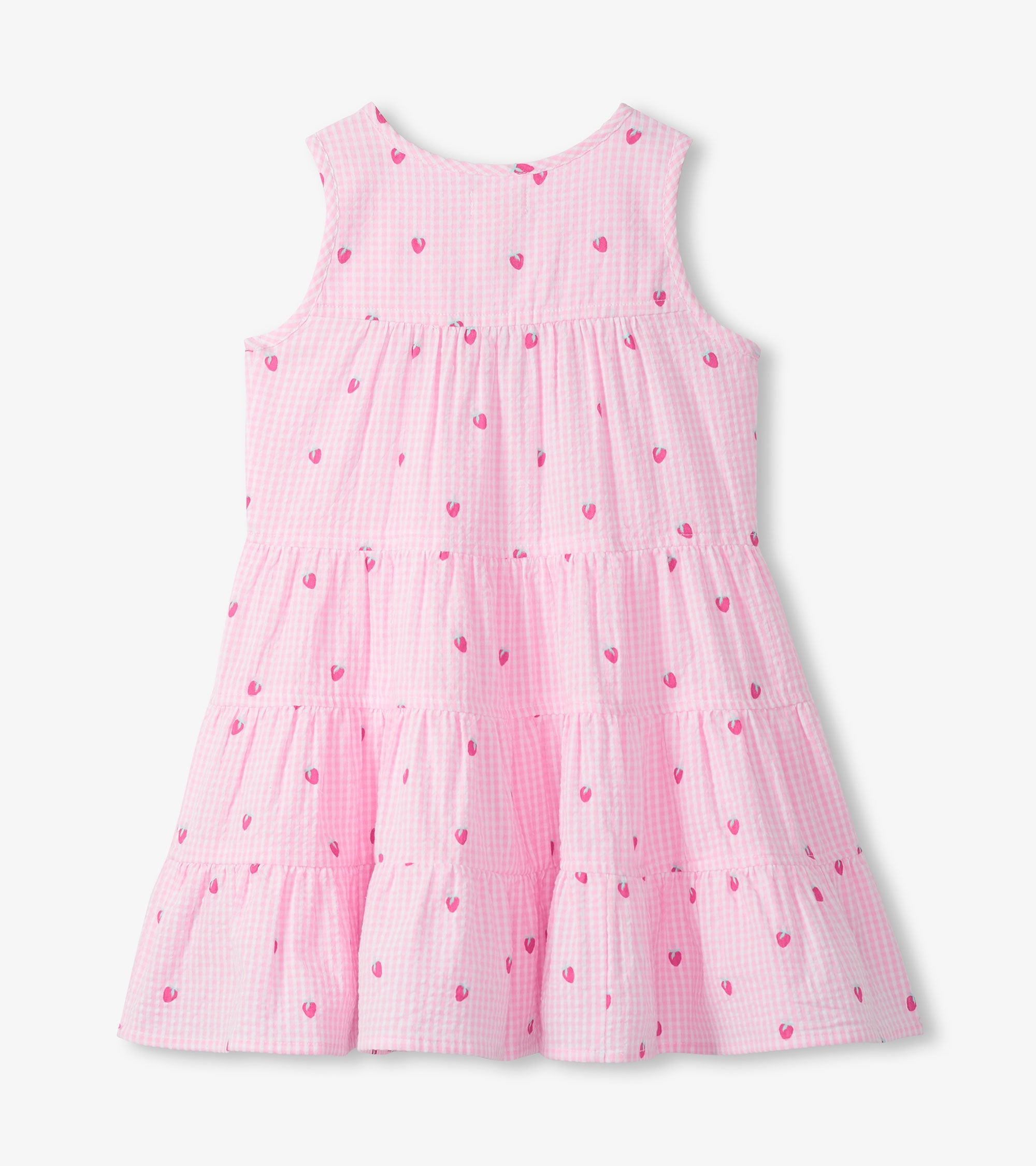 Girls Gingham Berries Tiered Dress