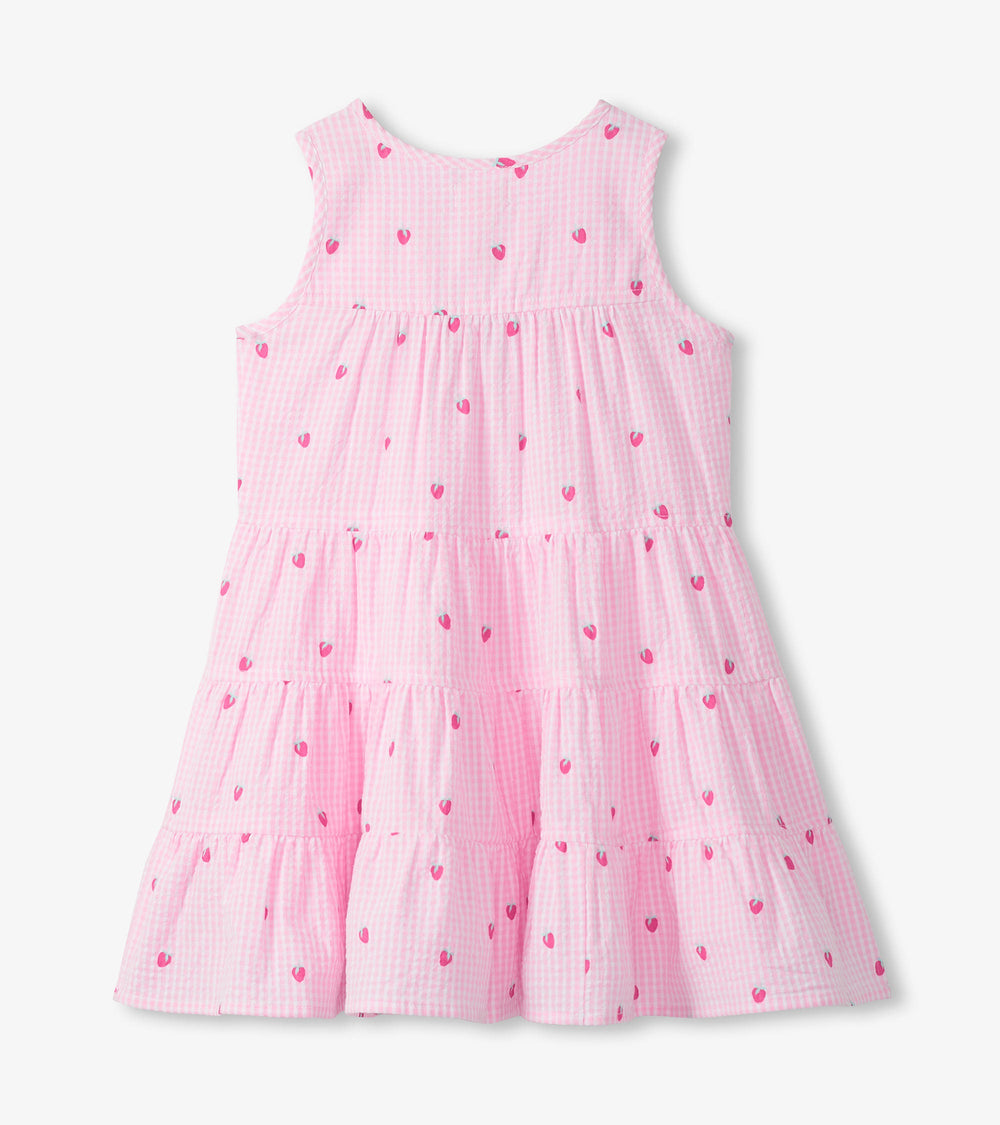 Girls Gingham Berries Tiered Dress